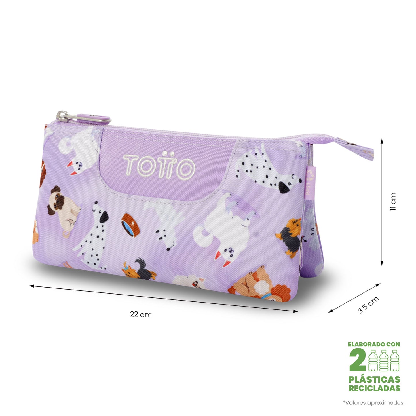 Estuche Multiuso Tablero Perritos Lila Pequeño