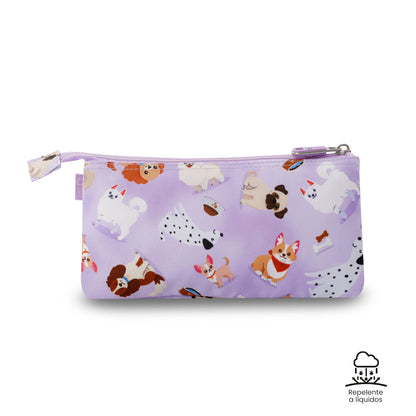 Estuche Multiuso Tablero Perritos Lila Pequeño