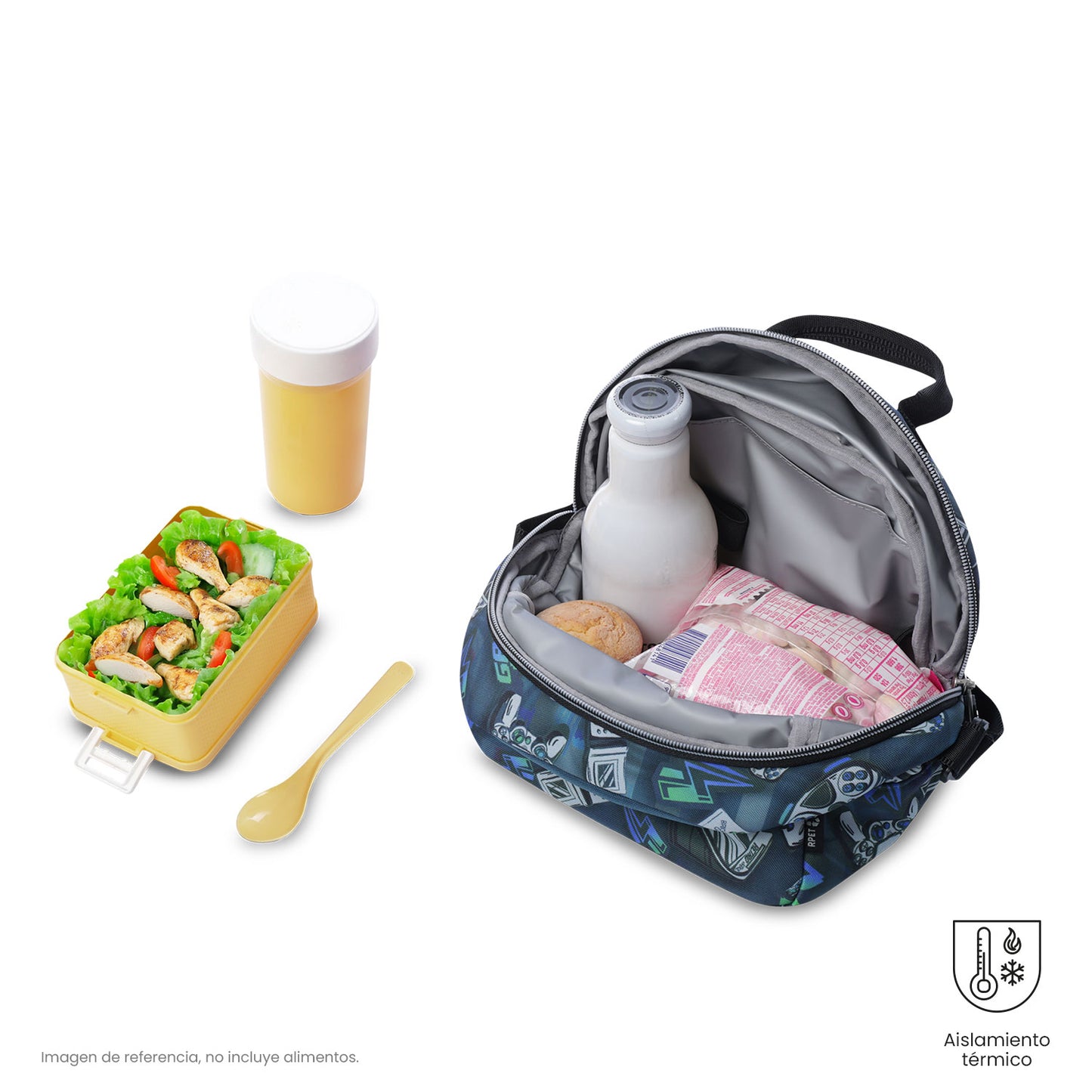 Lonchera Térmica Borrador Azul con diseño Mediana