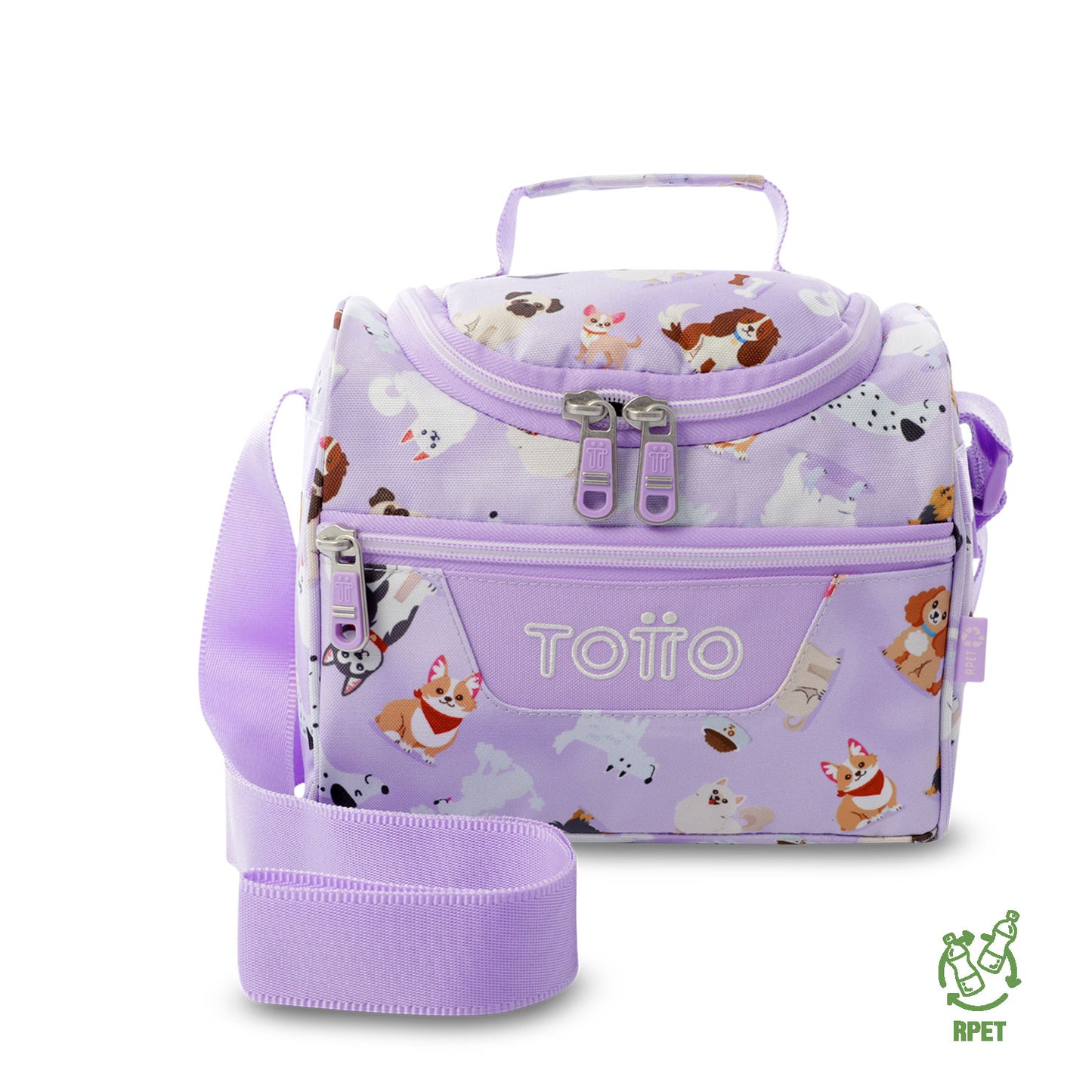 Lonchera Térmica Pizarra Perritos Lila Mediana