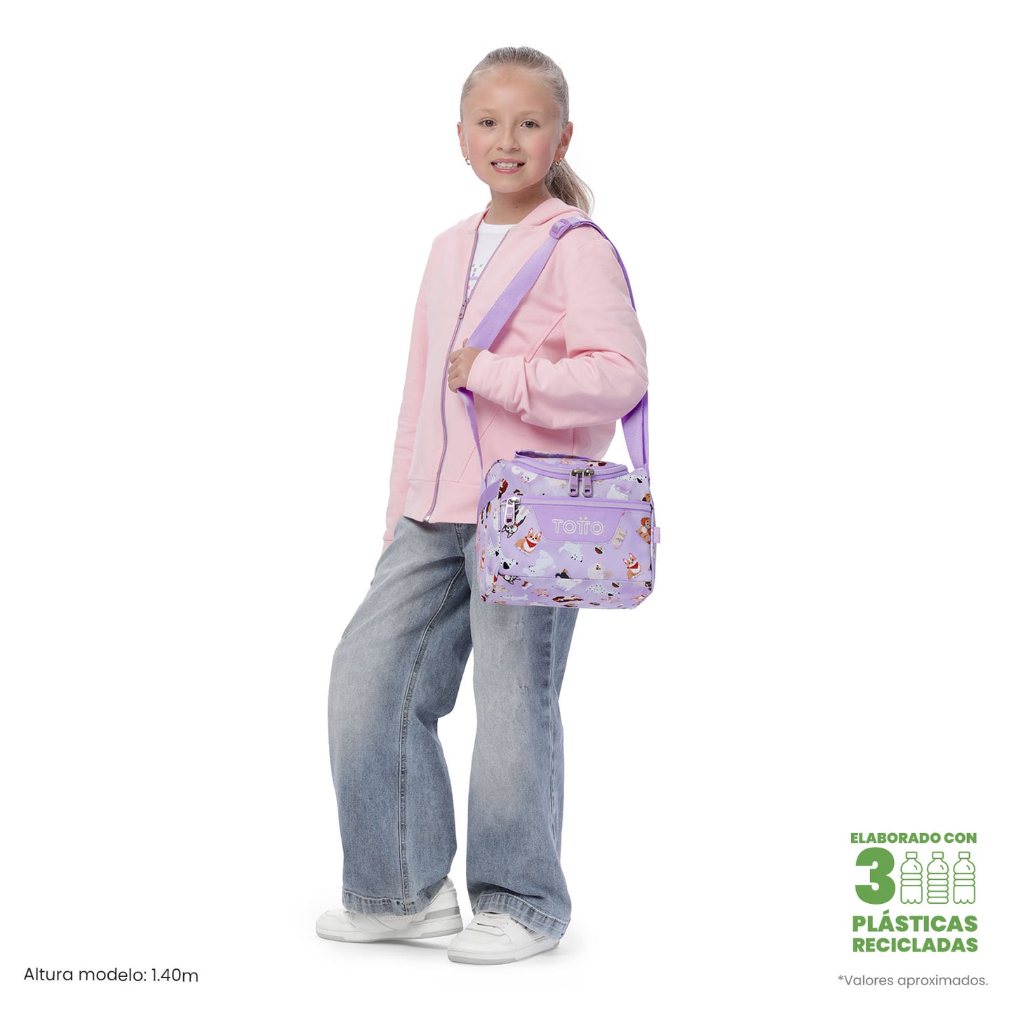 Lonchera Térmica Pizarra Perritos Lila Mediana