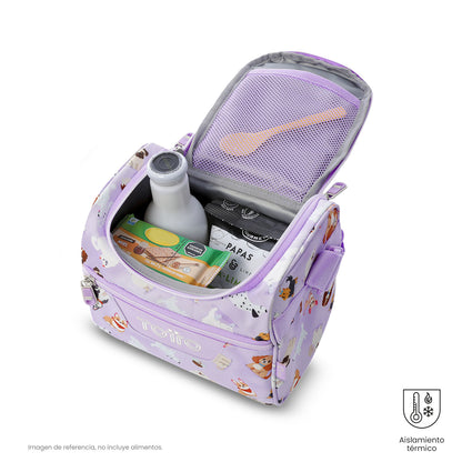Lonchera Térmica Pizarra Perritos Lila Mediana