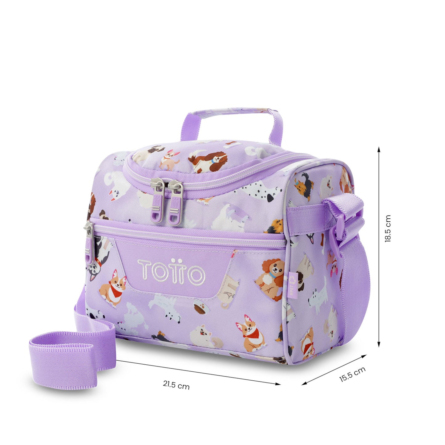 Lonchera Térmica Pizarra Perritos Lila Mediana