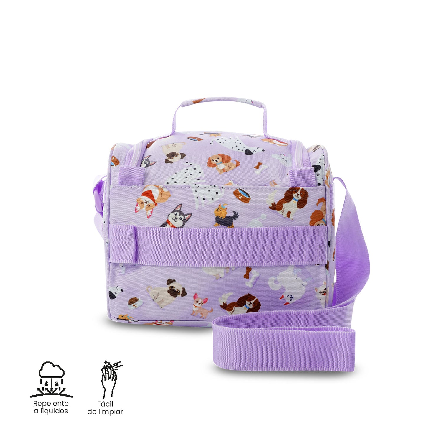 Lonchera Térmica Pizarra Perritos Lila Mediana