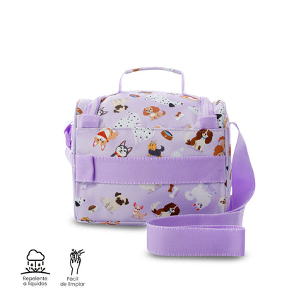 Lonchera Térmica Pizarra Perritos Lila Mediana