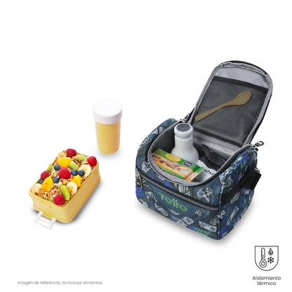 Lonchera Térmica Pizarra Azul con diseño Mediana