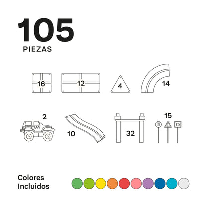 Pista de Carrera 105 piezas Imanix