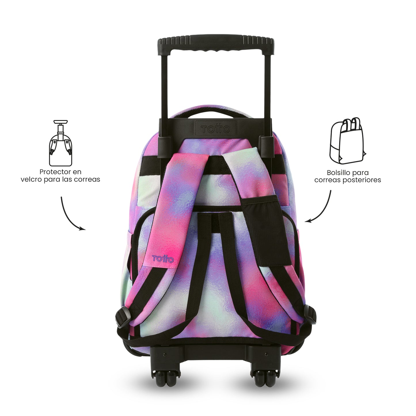 Mochila con ruedas Porta PC 15.4" Renglón Glitter Rosada