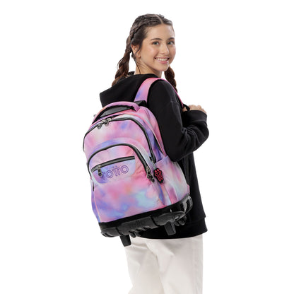 Mochila con ruedas Porta PC 15.4" Renglón Glitter Rosada
