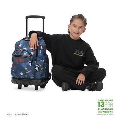 Mochila con ruedas Porta PC 15.4" Renglón Azul Mundo Espacial