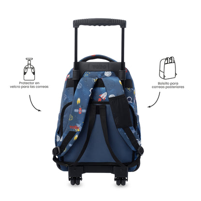 Mochila con ruedas Porta PC 15.4" Renglón Azul Mundo Espacial