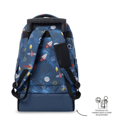 Mochila con ruedas Porta PC 15.4" Renglón Azul Mundo Espacial