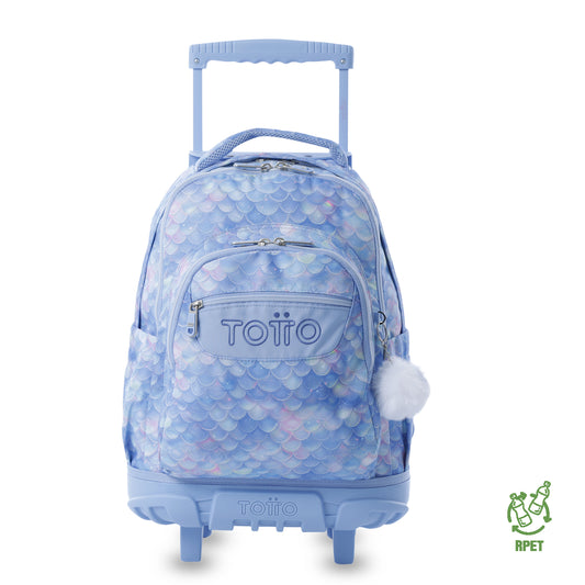 Mochila con ruedas Renglón Nacar Celeste