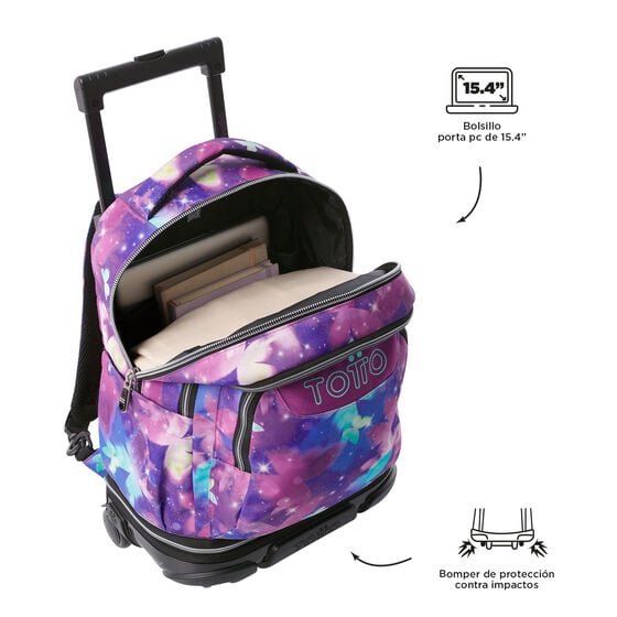 Mochila con ruedas Porta PC 15.4" Renglón Violeta diseño mariposas