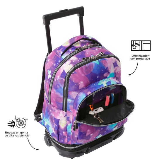 Mochila con ruedas Porta PC 15.4" Renglón Violeta diseño mariposas