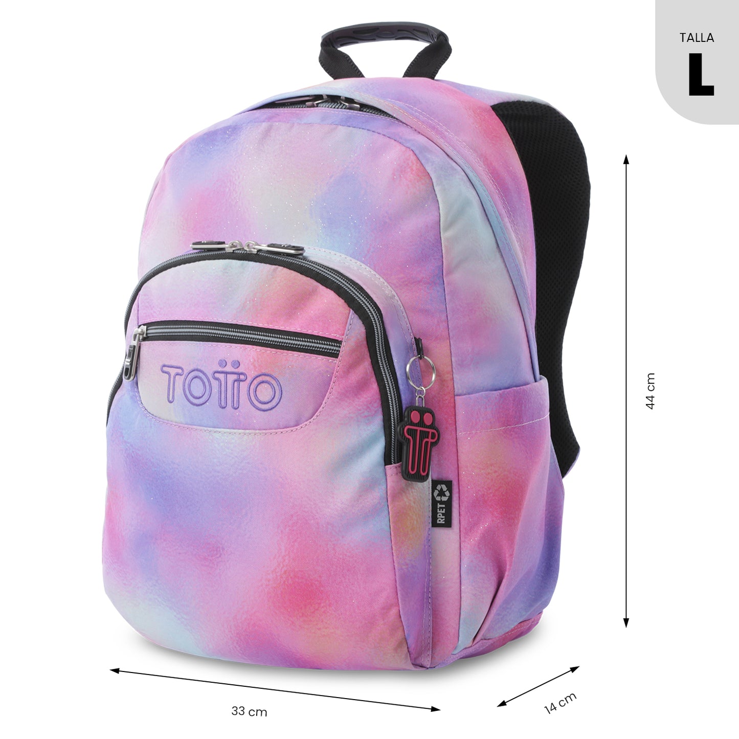 Mochila Juvenil Porta PC 14" Acuarela Glitter Rosada