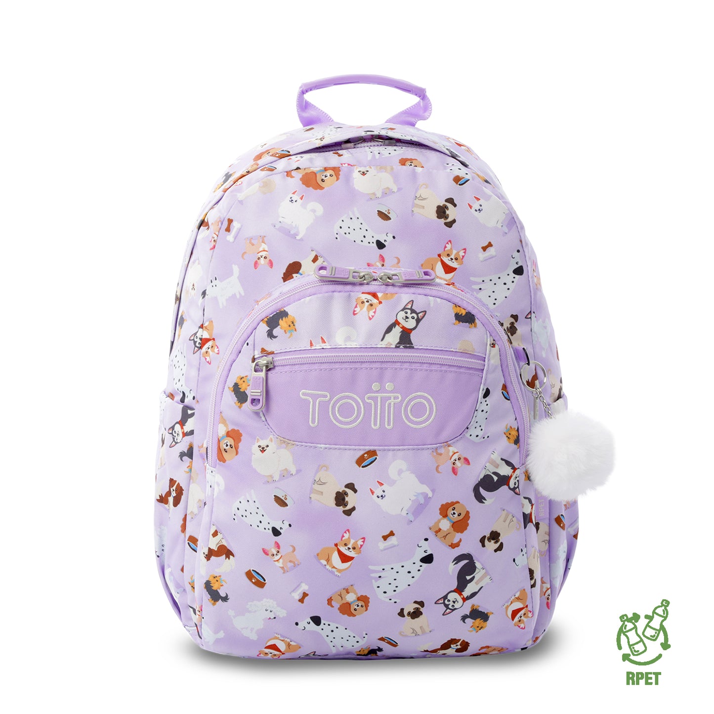 Mochila Juvenil Porta PC 14" Acuarela Perritos Lila