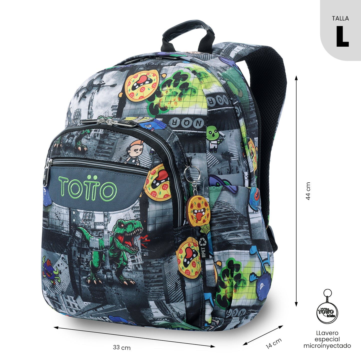 Mochila Juvenil Porta PC 14" Acuarela Dinosaurios