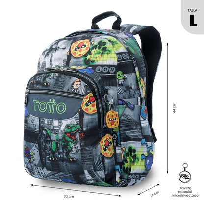 Mochila Juvenil Porta PC 14" Acuarela Dinosaurios