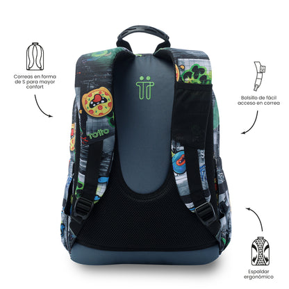 Mochila Juvenil Porta PC 14" Acuarela Dinosaurios