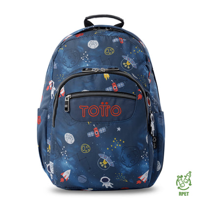 Mochila Juvenil Porta PC 14" Acuarela Azul Mundo Espacial