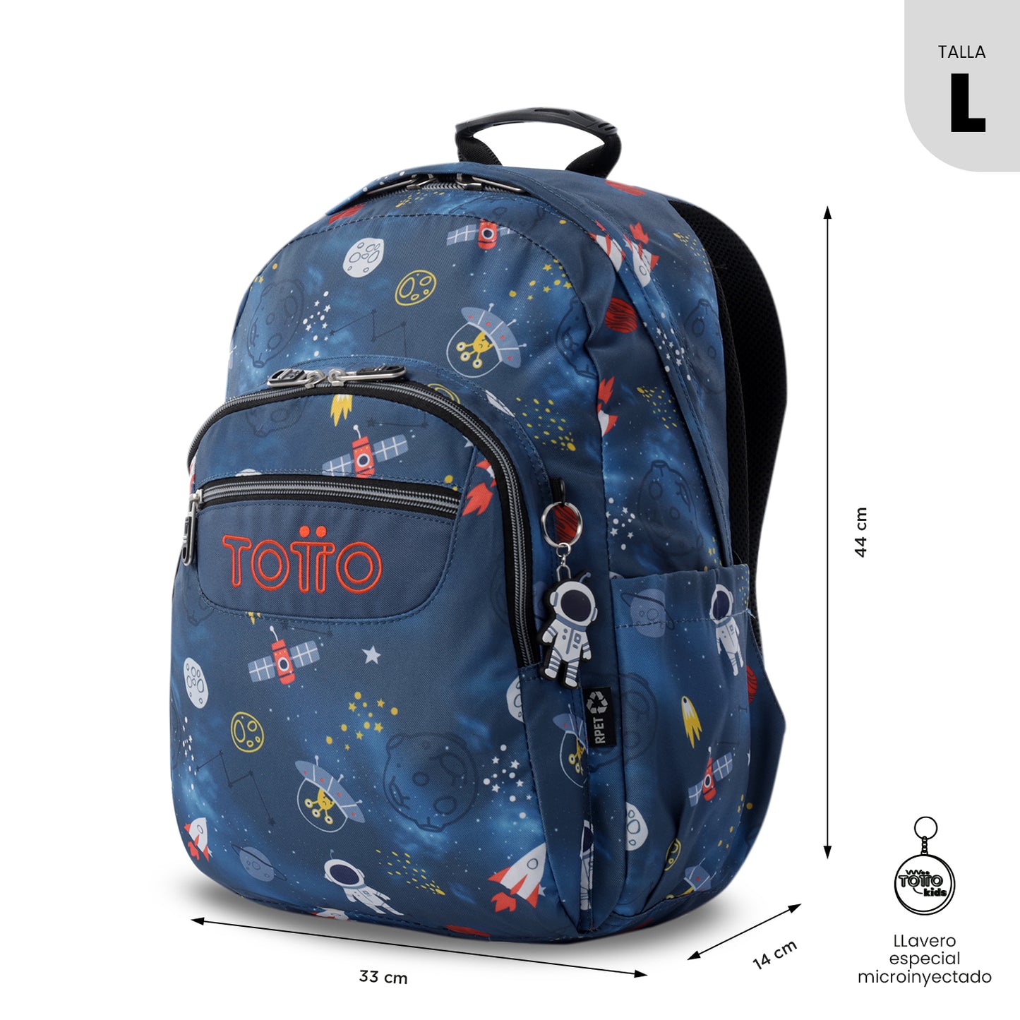 Mochila Juvenil Porta PC 14" Acuarela Azul Mundo Espacial