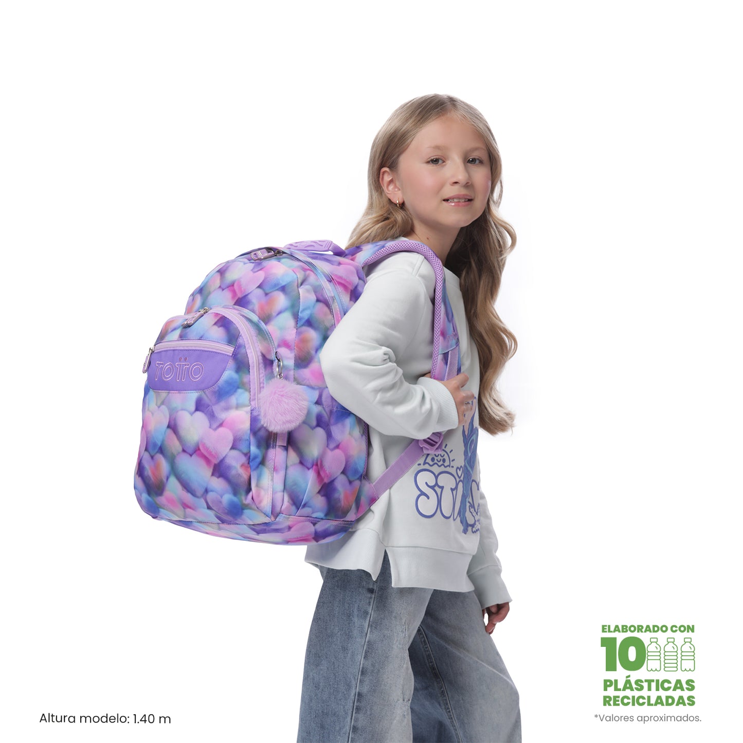 Mochila Juvenil Porta PC 14" Acuarela Morada