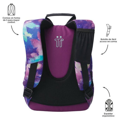 Mochila Juvenil Tempera Notebook 10´" Violeta Mariposas Glitter