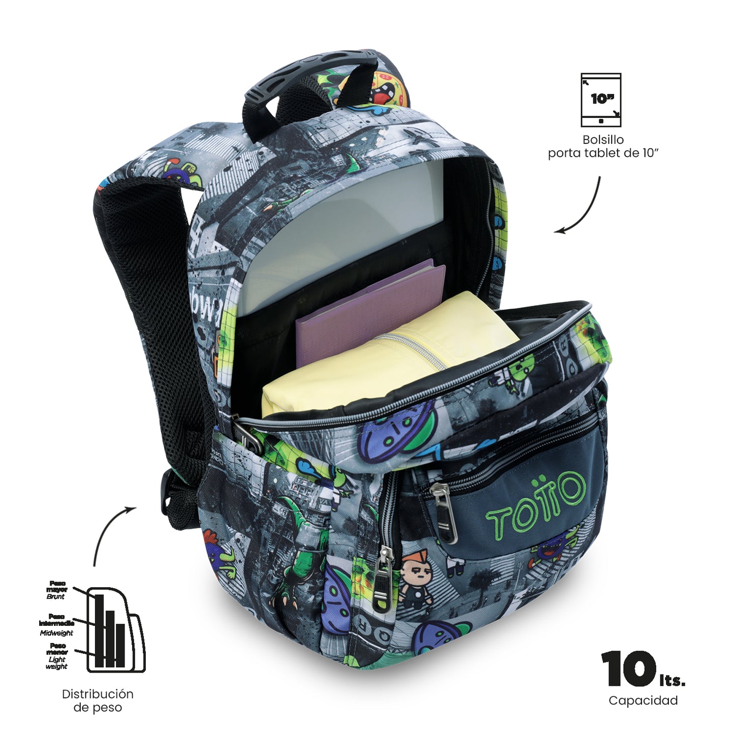 Mochila Juvenil Tempera Notebook 10´" Dinosaurios