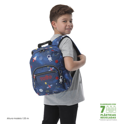 Mochila Juvenil Tempera Notebook 10´" Azul Mundo Espacial