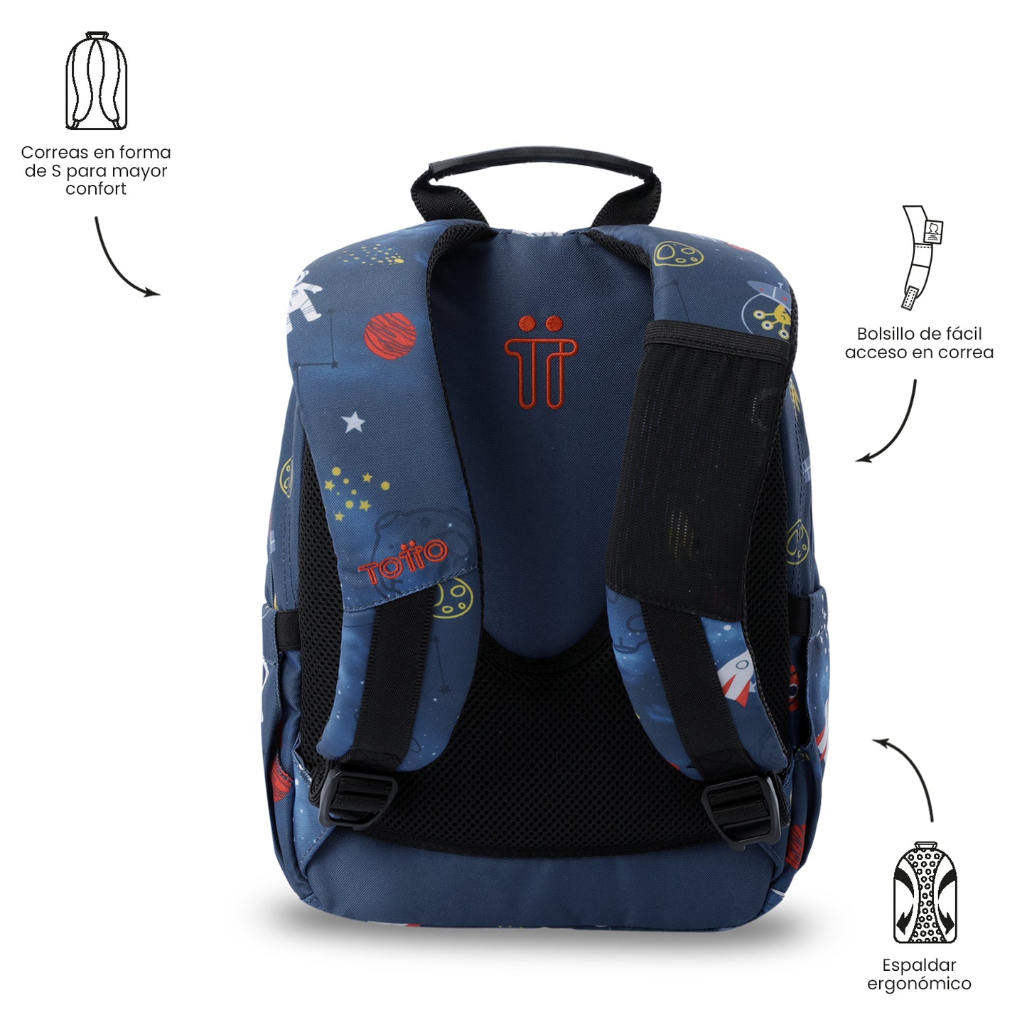 Mochila Juvenil Tempera Notebook 10´" Azul Mundo Espacial