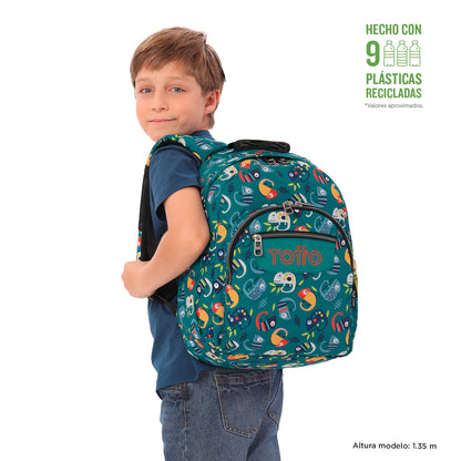 Mochila Escolar Gommas RPET Verde Egreth