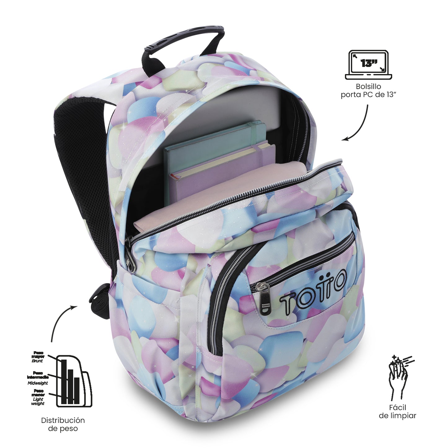 Mochila Gommas Glitter Malvaviscos