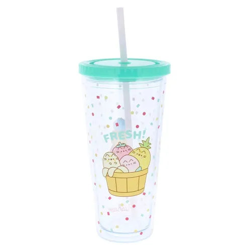 Vaso con Bombilla Pusheen Fruits