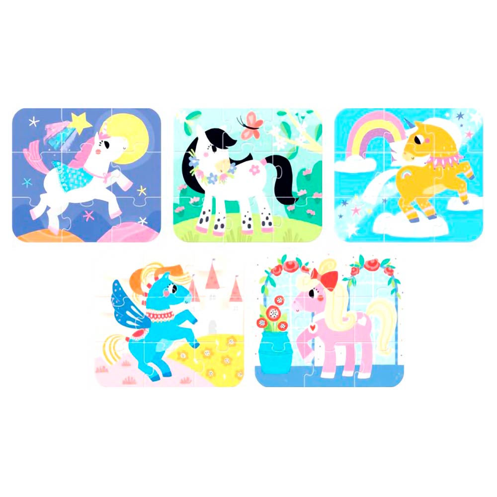 Puzzle Ponies (45 piezas, 5 puzzles) 3+