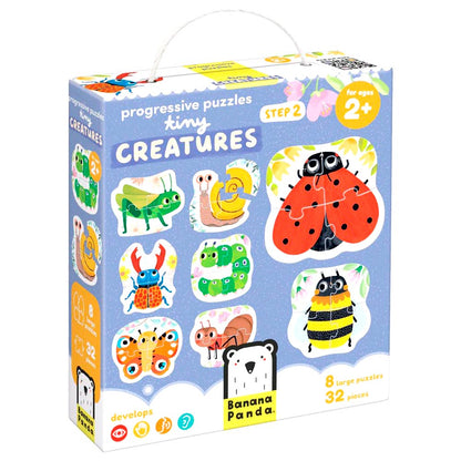 Puzzle Progresivo Tiny Creatures (32 piezas, 8 puzzles) 2+
