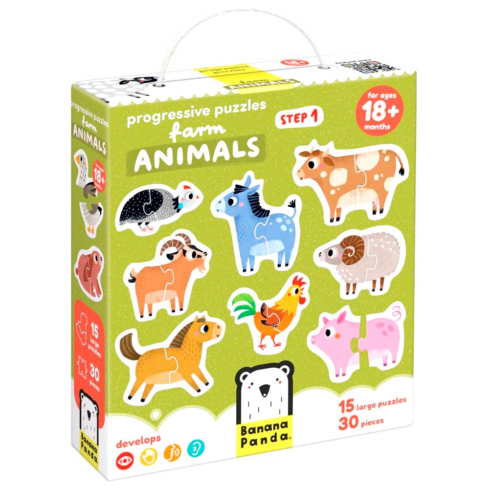Puzzle Progresivo Animales de la Granja(30 piezas, 15 puzzles) 18M+