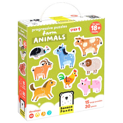 Puzzle Progresivo Animales de la Granja(30 piezas, 15 puzzles) 18M+