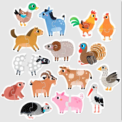 Puzzle Progresivo Animales de la Granja(30 piezas, 15 puzzles) 18M+