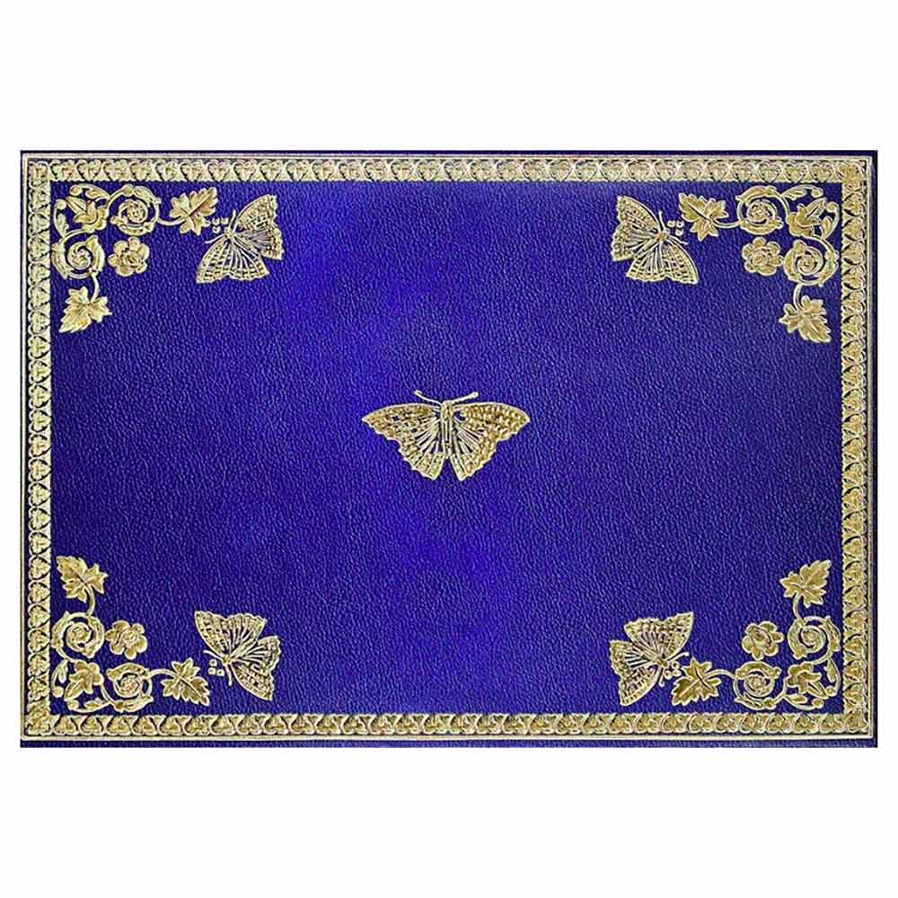 Caja Tarjetas y Sobres Mariposa Azul Dorado