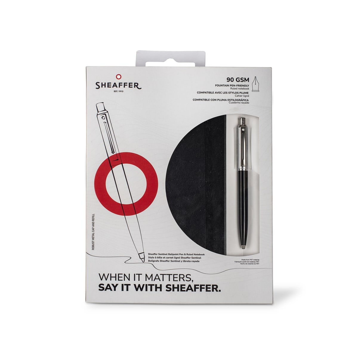 Bolígrafo Sheaffer 321 Sentinel negro / cromo + Libreta A5