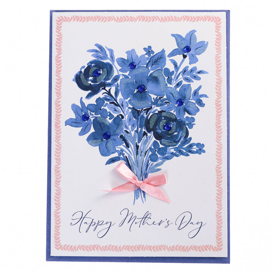 Tarjeta Día de la Madre Floral azul
