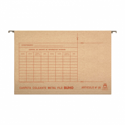 Carpeta colgante N° 20  Buho Metal