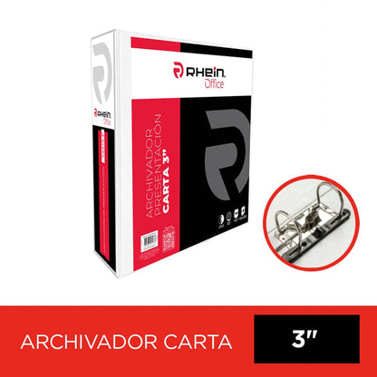 Archivador Catálogo Carta 2 Aros 3.0 Blanco Con Fija Papel 750 Hojas