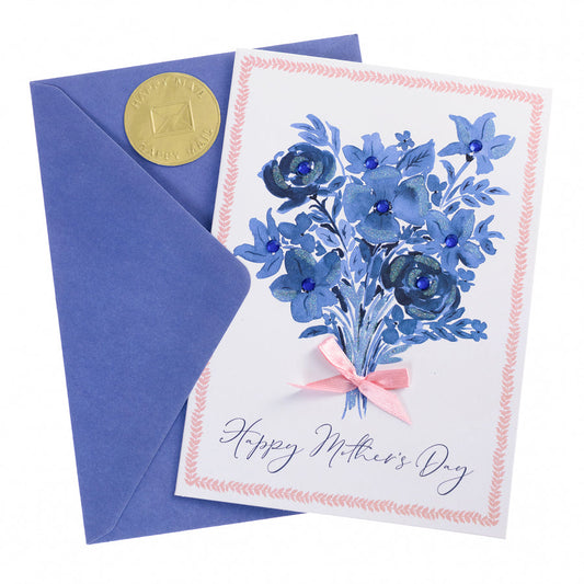 Tarjeta Día de la Madre Floral azul