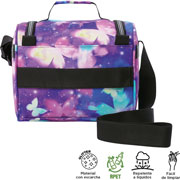 Lonchera Térmica Pizarra Violeta Mariposas Gliiter