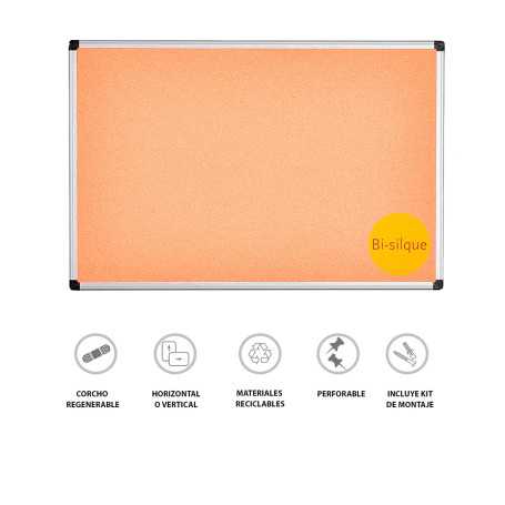 Pizarra corcho bisilque 90 x 60 cm marco aluminio