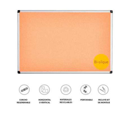 Pizarra corcho bisilque 90 x 60 cm marco aluminio