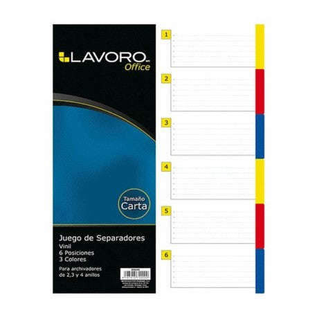 Separador carta vinil 6 posiciones Lavoro