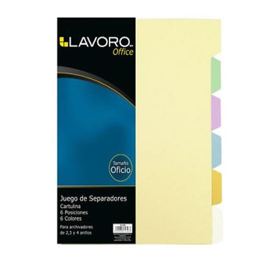 Separador cartón oficio 6 posiciones 2,3 y 4 anillos